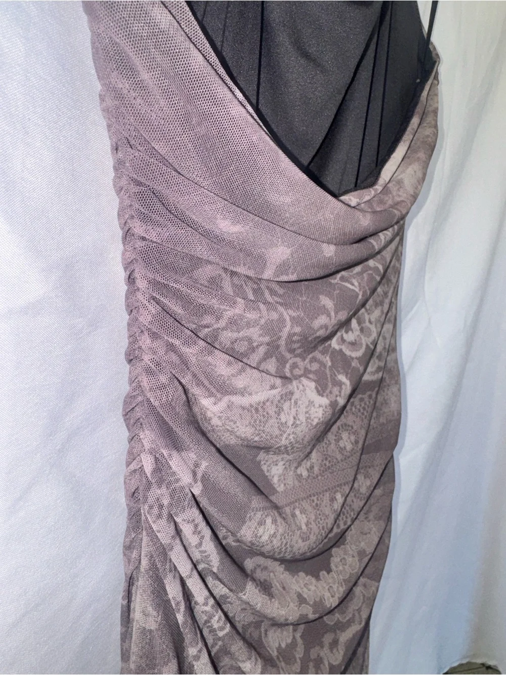 silence + noise Charcoal Halter Lace-Print Midi Dress